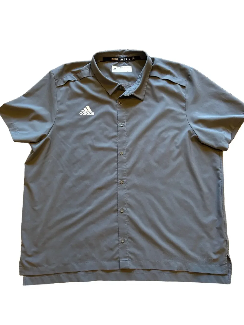 Adidas Men’s 2XL Gray Performance Button Up Golf Shirt Short Sle